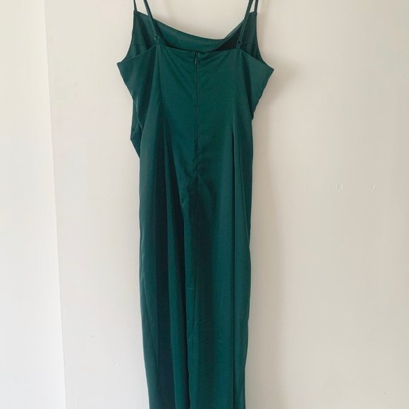 Lulu's Hollywood Woman Forest Green Satin Midi Dress - Picture 4 of 8